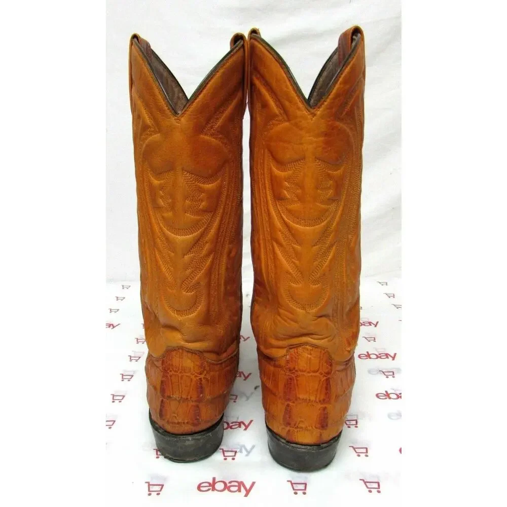 Team West men's size 27 mexico/ 8 EE Wide U.S. leather boots Crocodile Print